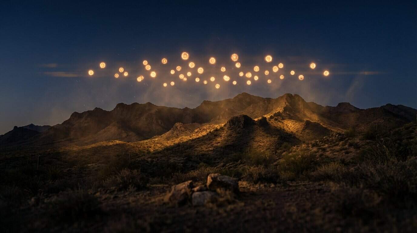 Golden Orbs Over Sierra Estrella