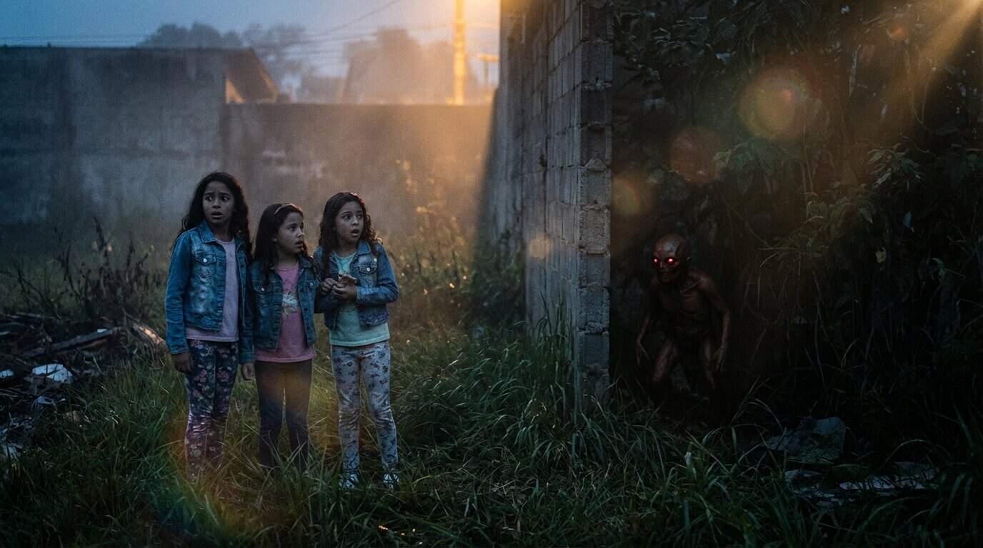 Three Girls and the Red-Eyed Creature