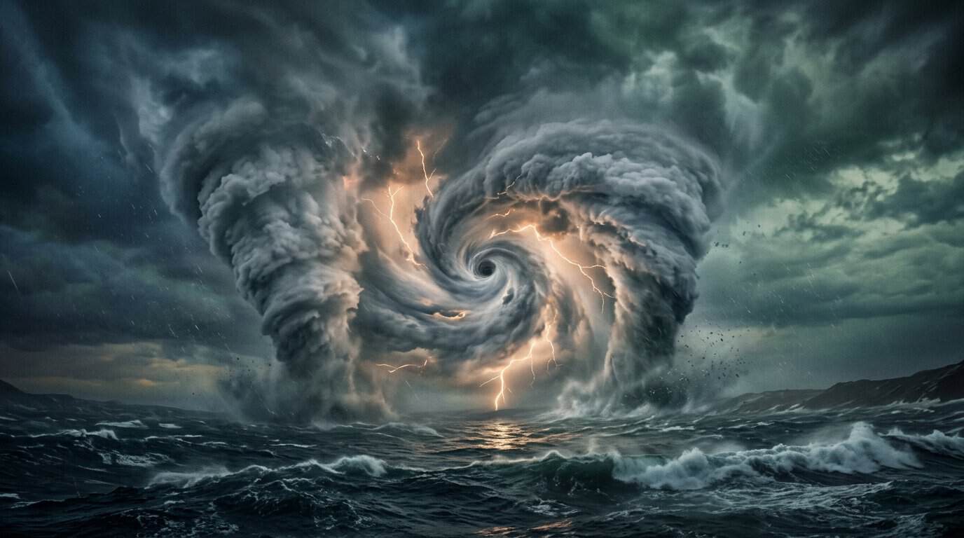 The Fujiwhara Effect Mystery And The Legend Of Divine Winds Navigating The Shadows Of The Great Storm Dance