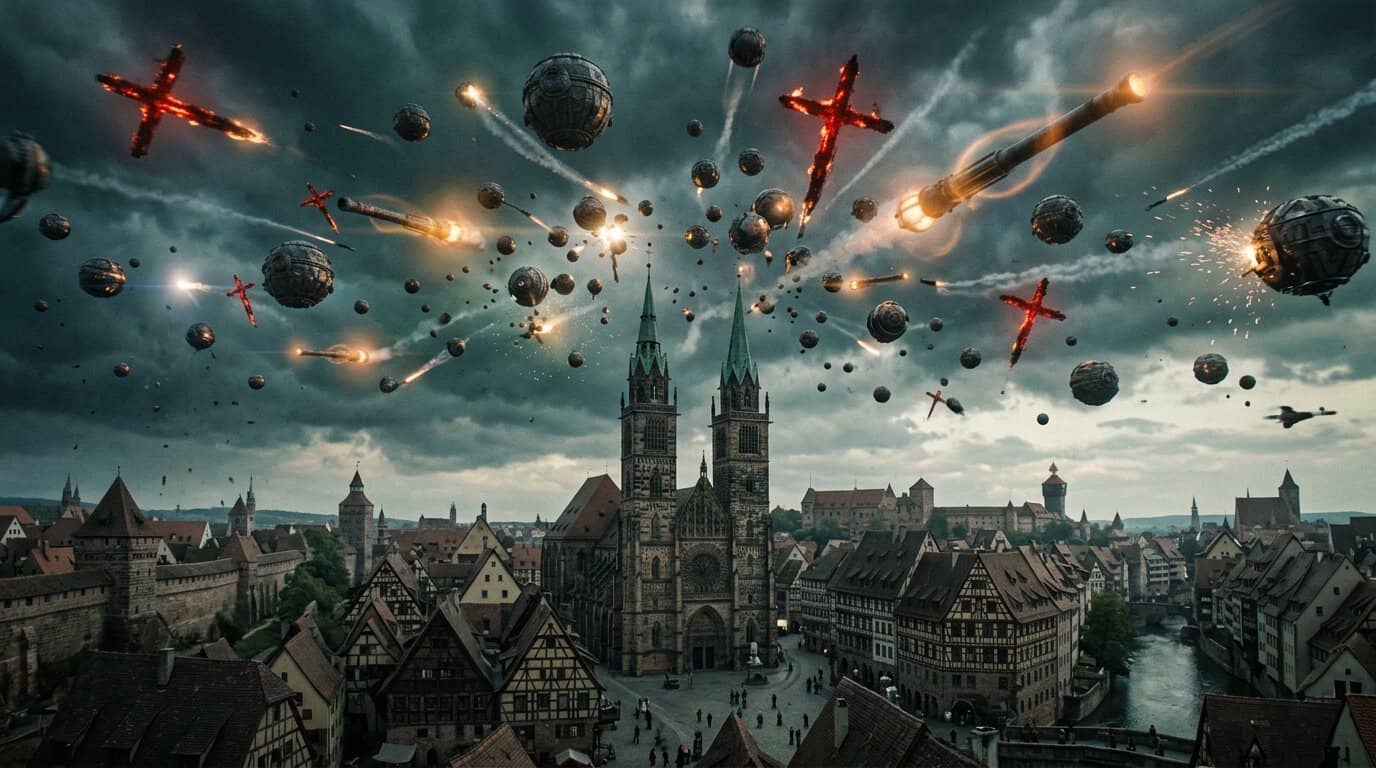 Aerial Combat Above The City Spires