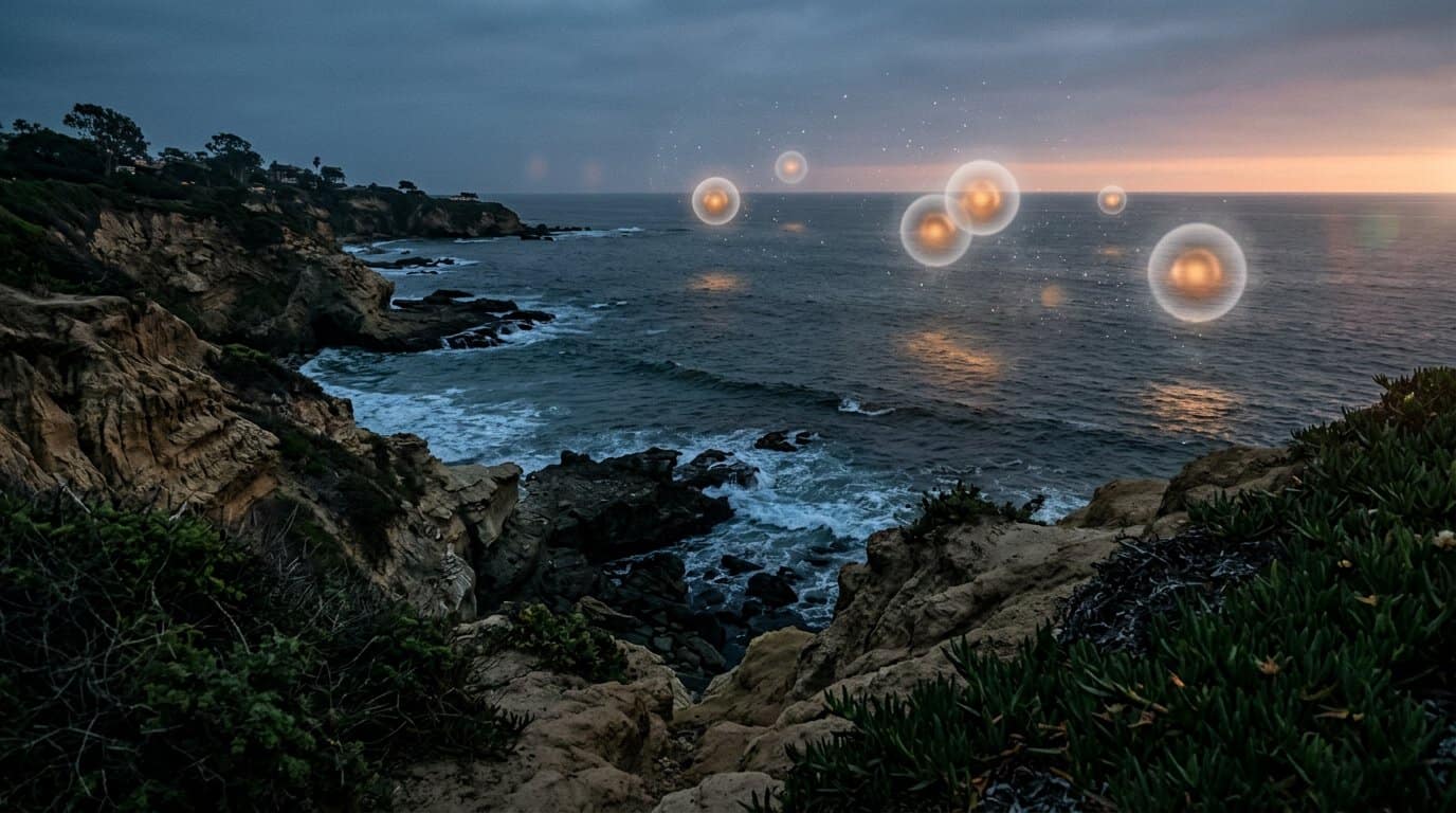 The Glowing Mysteries of Heisler Park Orbs Glowing Aerial Anomalies Over Laguna Beach